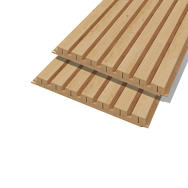 Lot de 2 demi panneaux mural décoratif lamelles MDF chêne clair 1250 x 287 x 20 mm 0,72 M2
