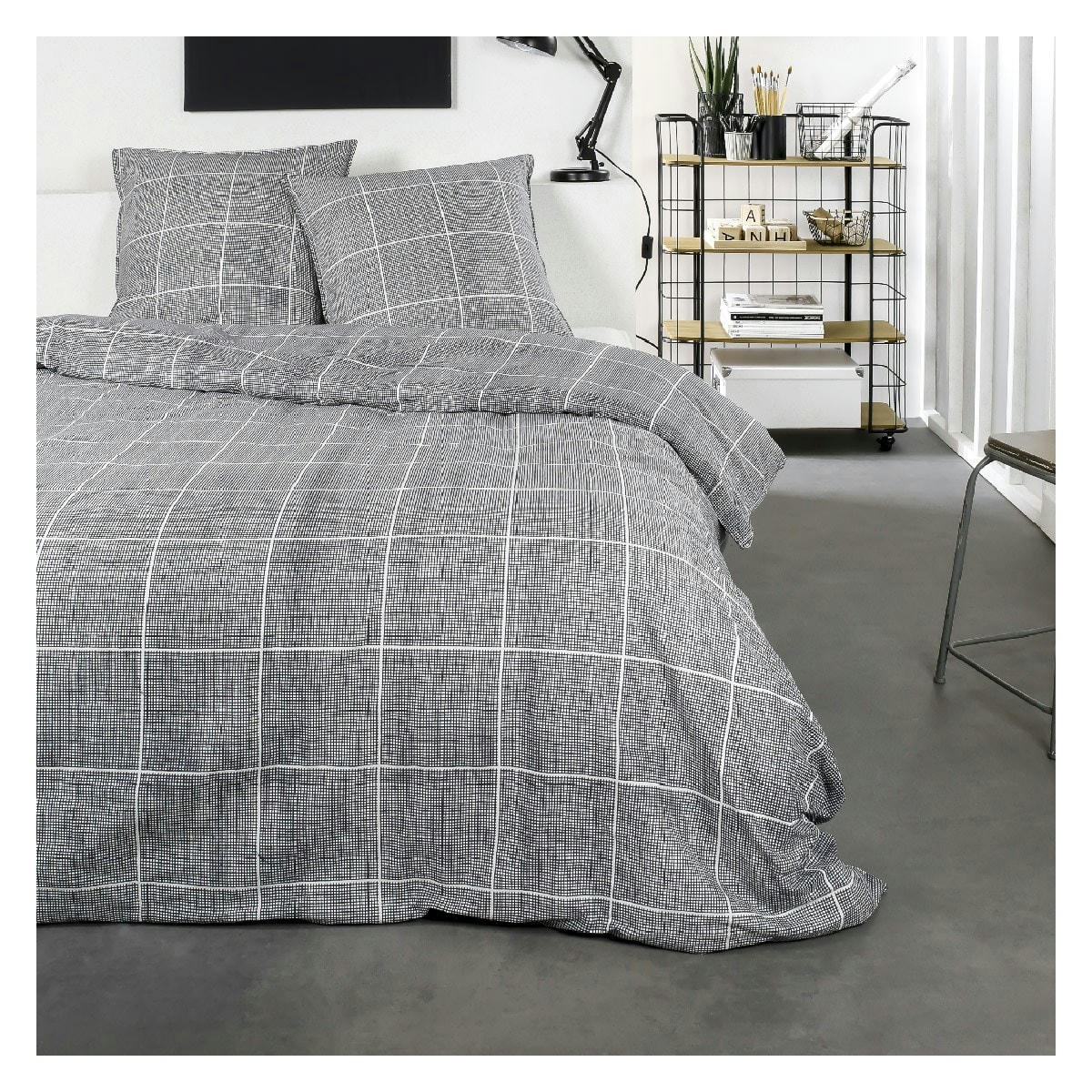 SUNSHINE EMA - Parure de lit 2 personnes imprimé en Coton Gris 220x240 cm