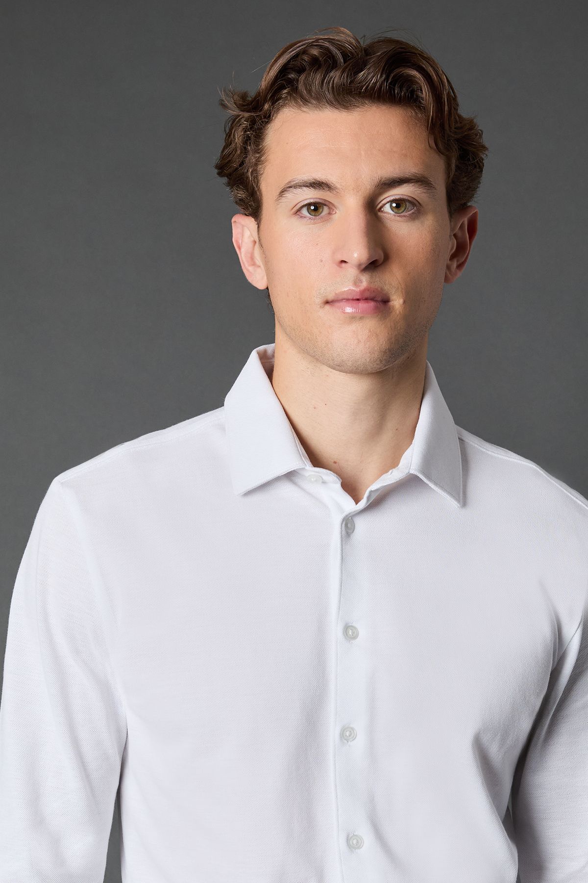 Burton White Pique Slim Fit Long Sleeve Shirt