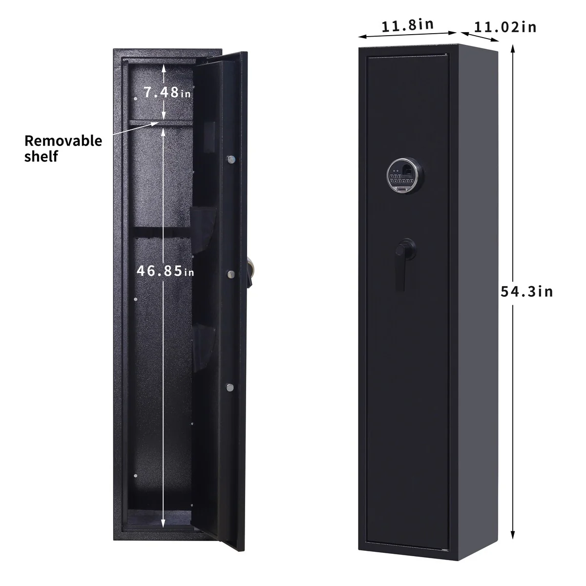 Quick Access Fingerprint/Keypad Long Gun Safe, 4-5 Gun Metal Rifle Gun Security Cabinet, 2 Pistols safe Lock Box.