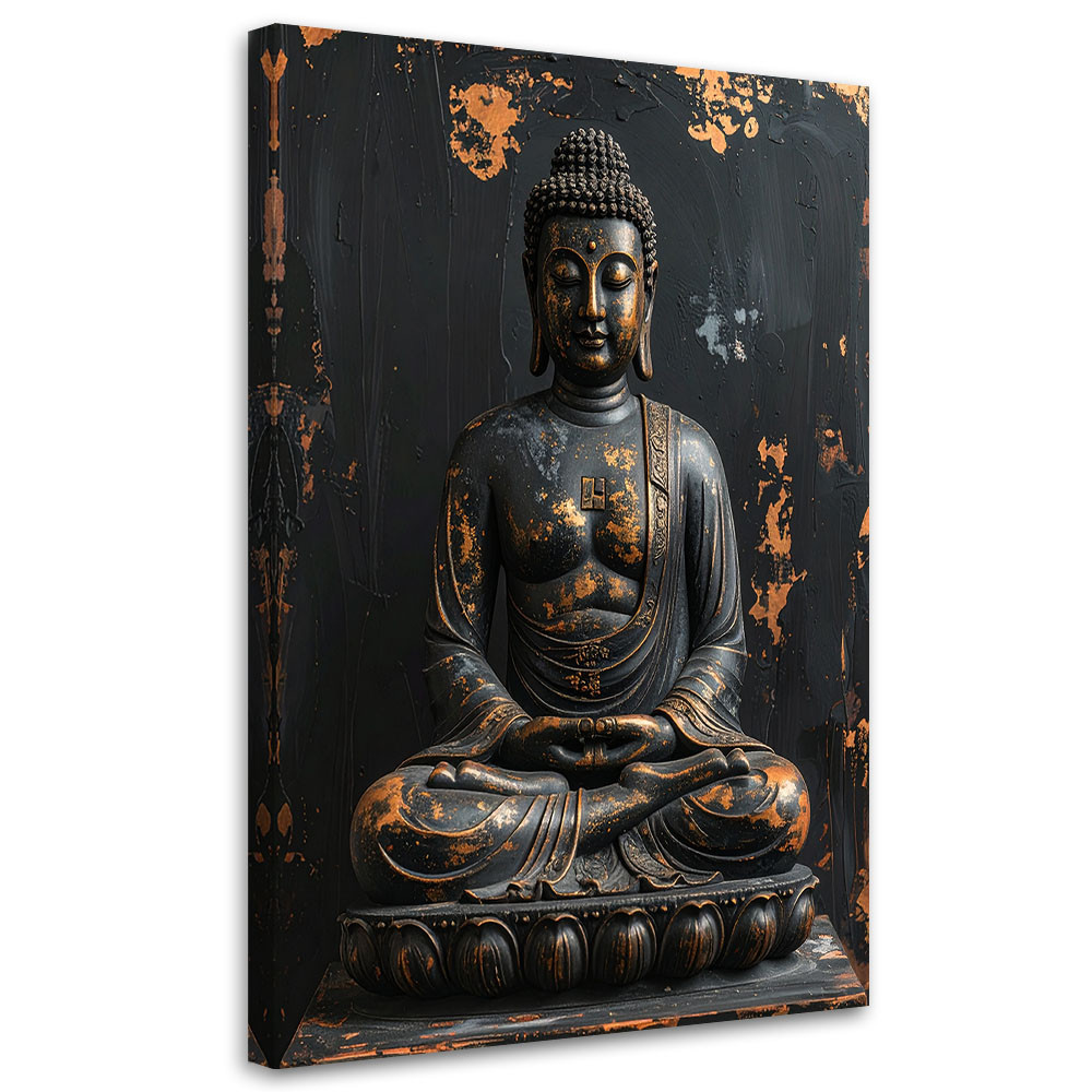 Obraz do salonu sypialni biura loftu, Budda Zen Spa na czarnym tle 20x30