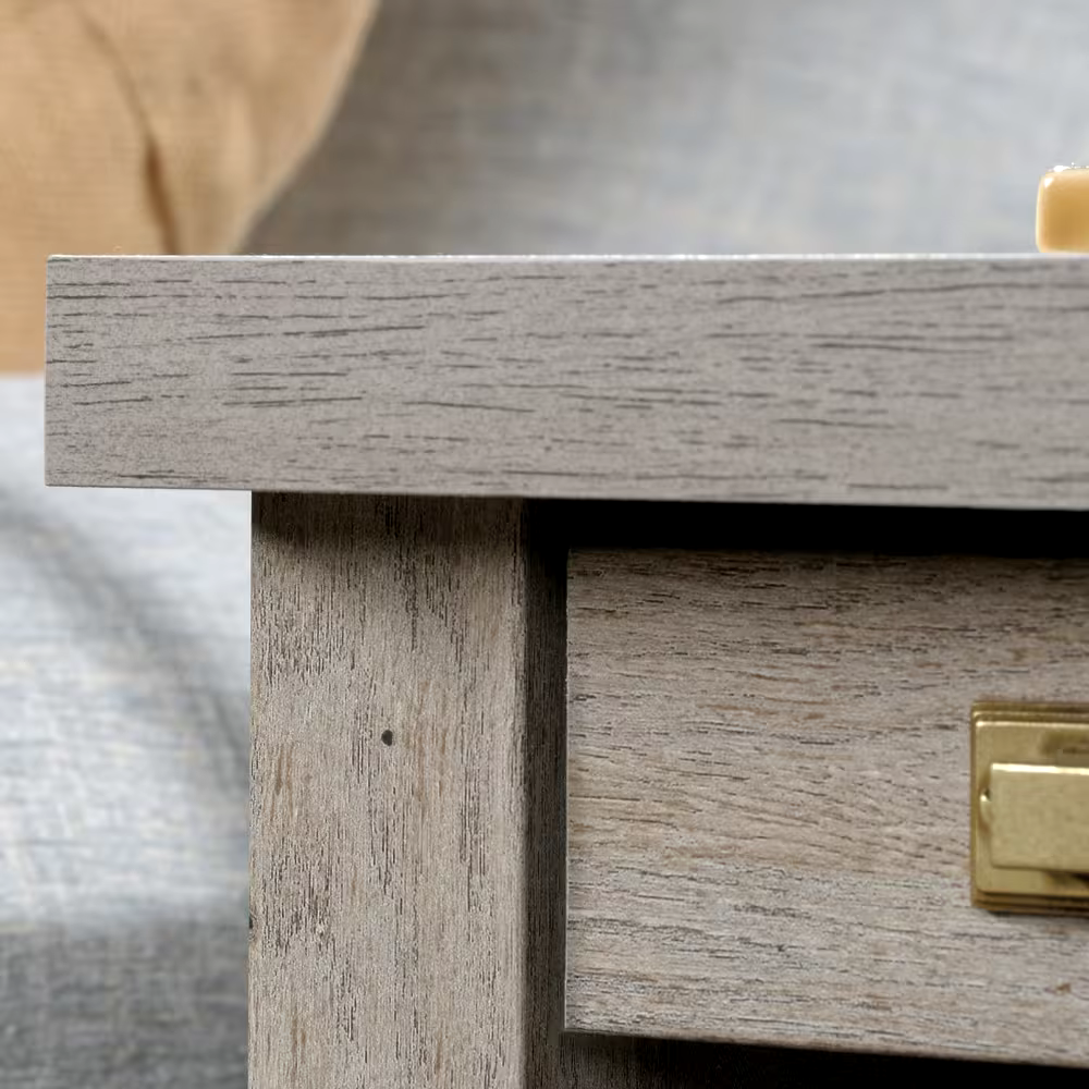 Sauder Cannery Bridge 1-Door Sofa End/Side Table With Storage Tray, Mystic Oak Finish