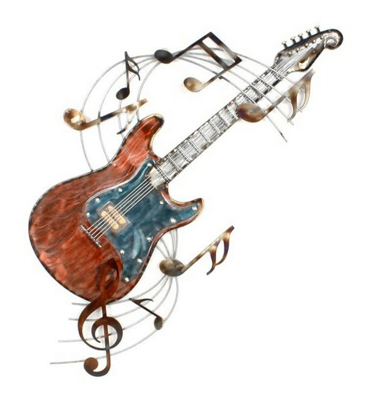 CASSIS - Décoration murale en métal guitare note 89x49x4