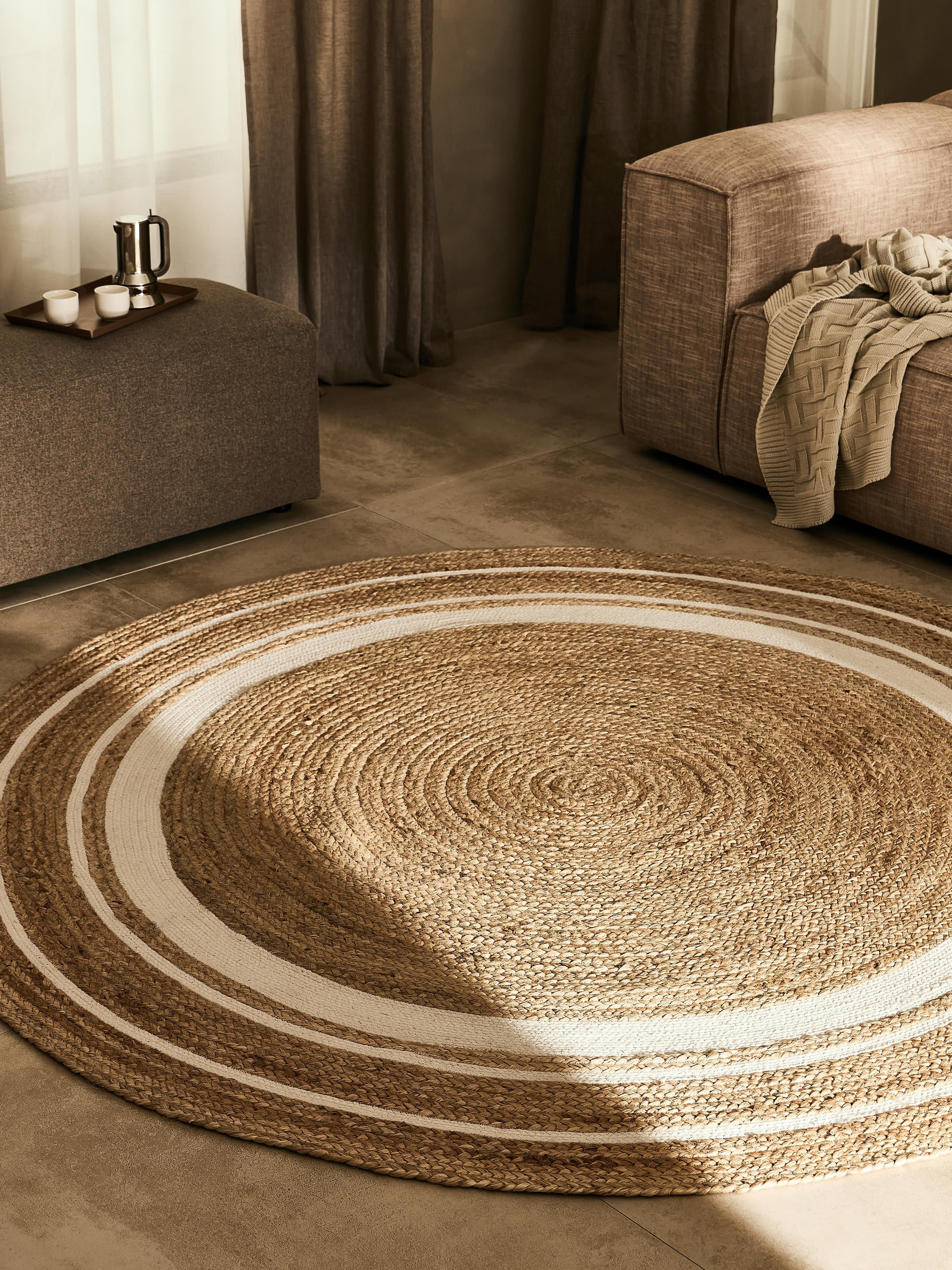 Runder Jute-Teppich Clover, handgefertigt