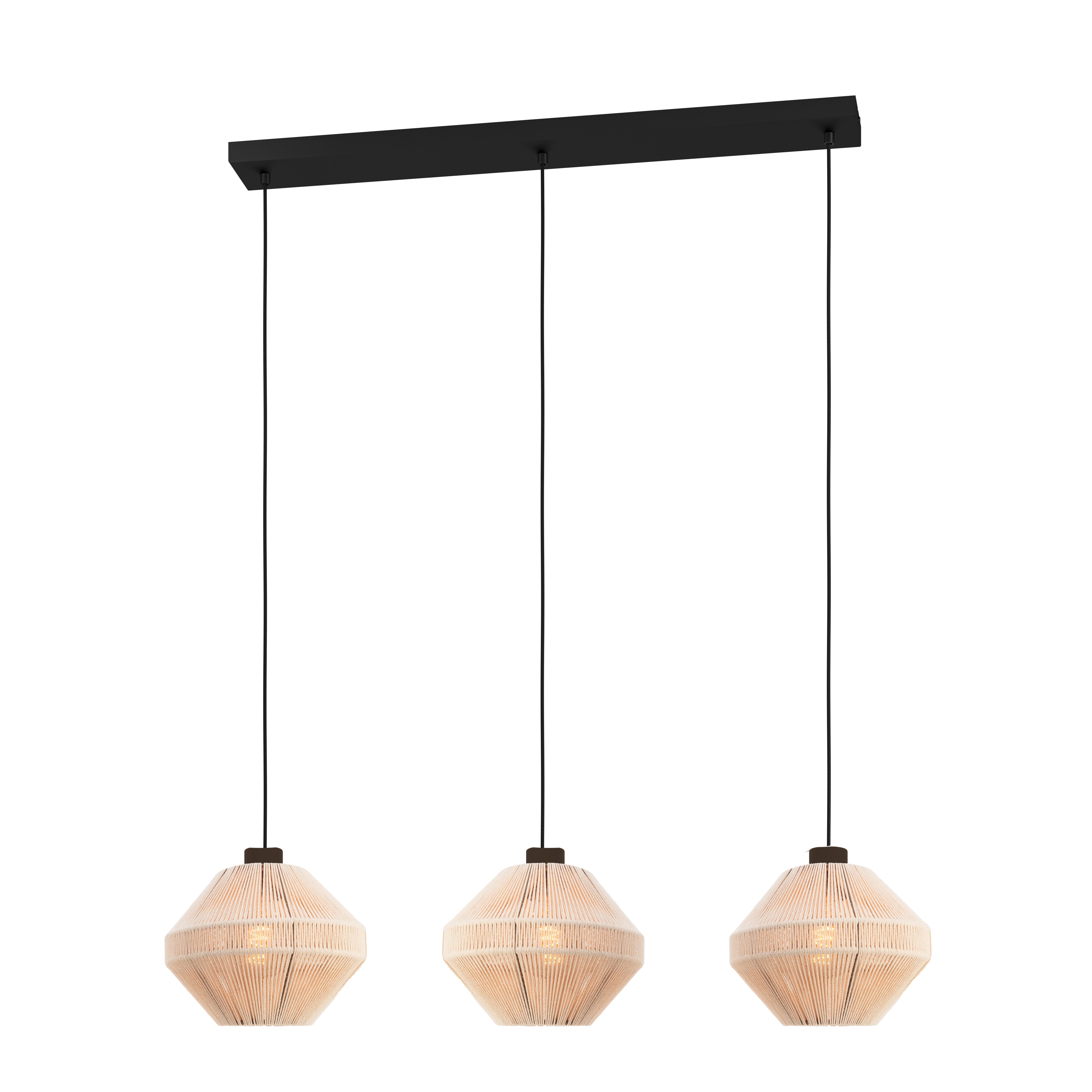 EGLO hanglamp Midsumer - 3 x e27 - 92 cm - zwart/crème - textiel