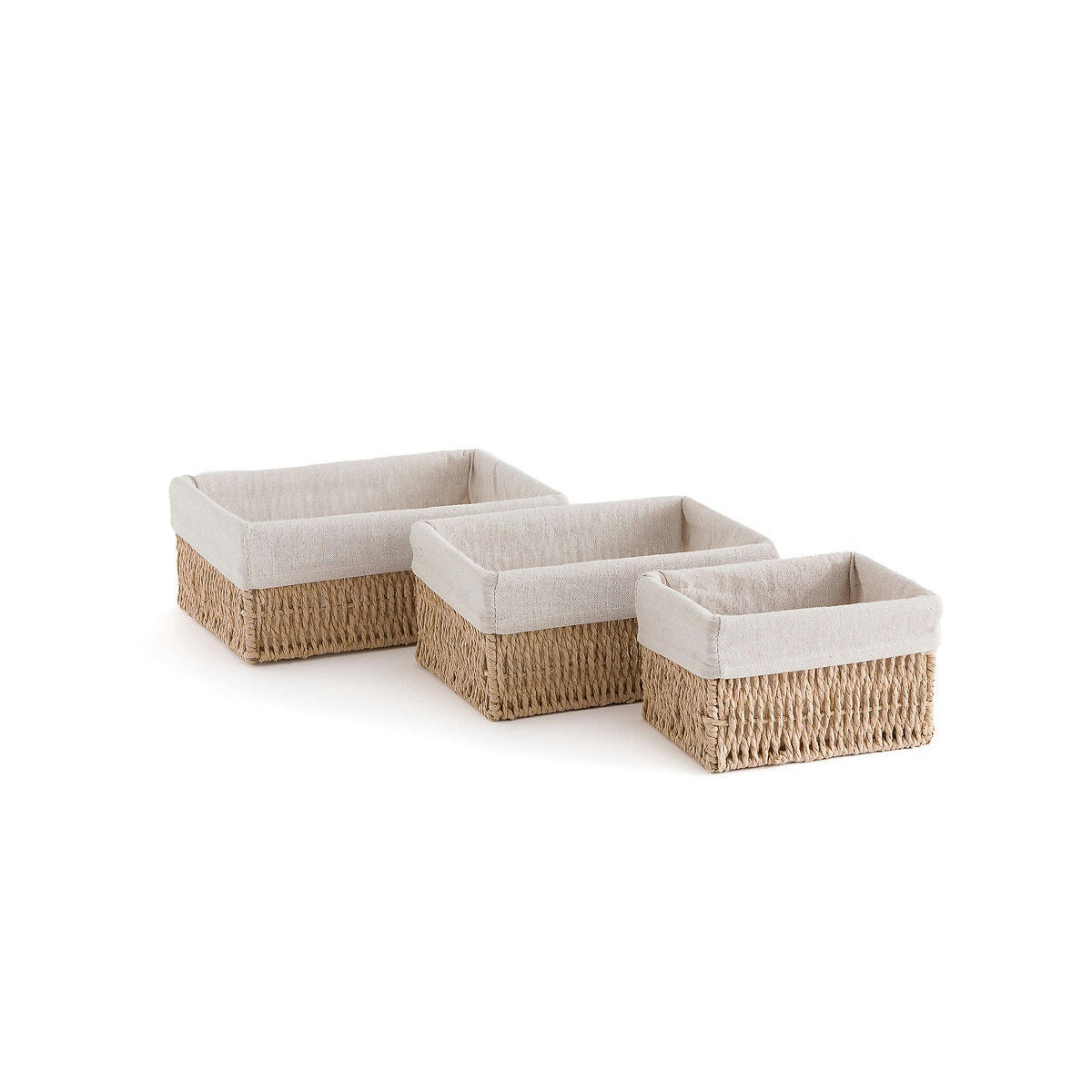Lot de 3 paniers en corde de papier, Papeli