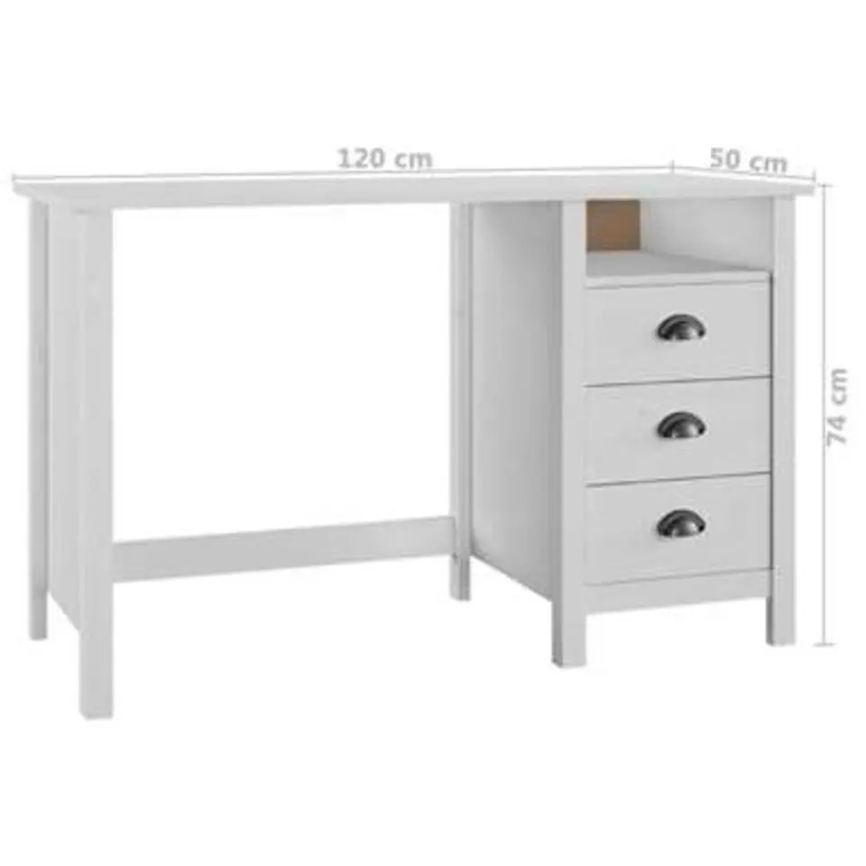 vidaXL - Bureau - Wit - Grenenhout - 120 x 50 x 74 cm