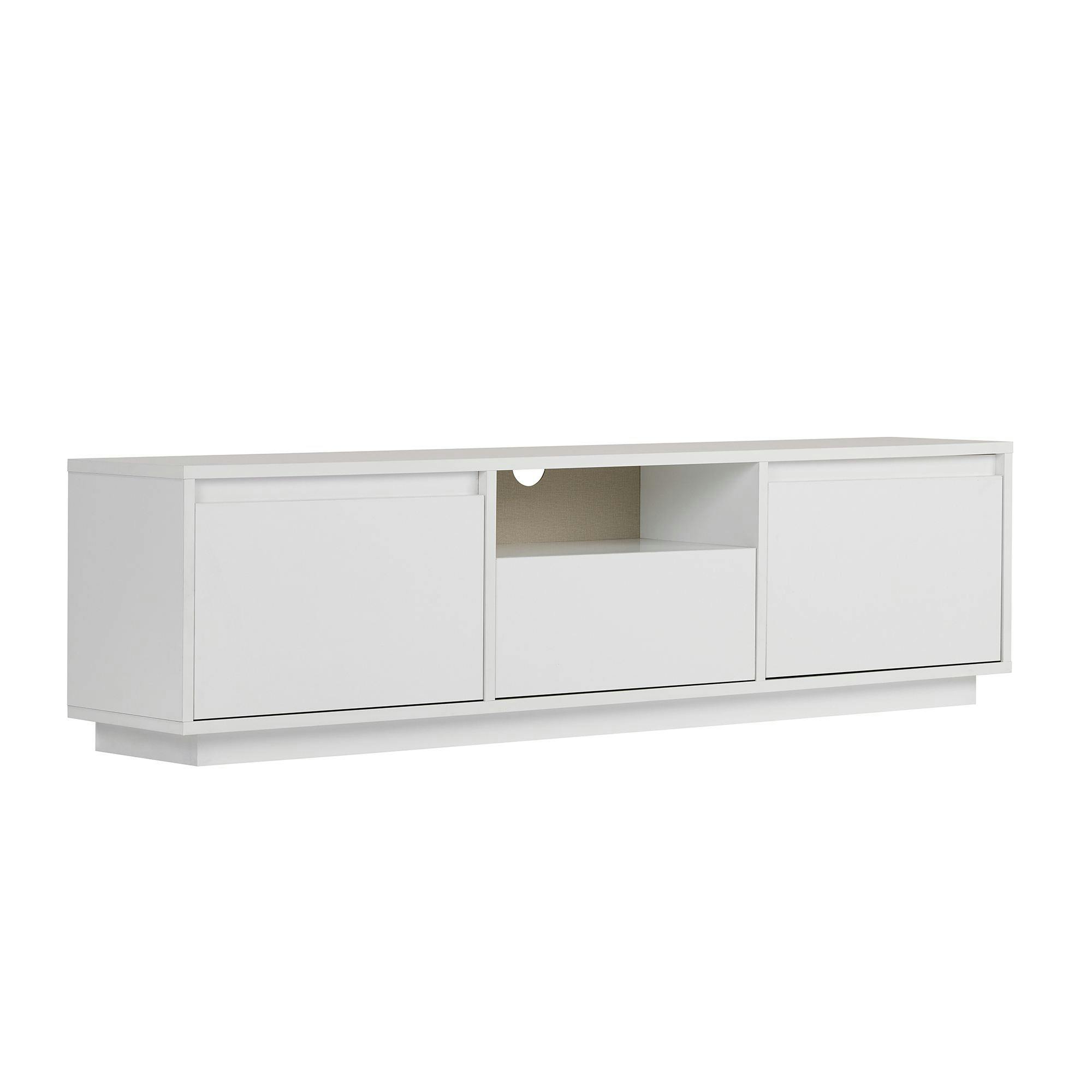 Meuble TV blanc 3 portes abattantes MARFA