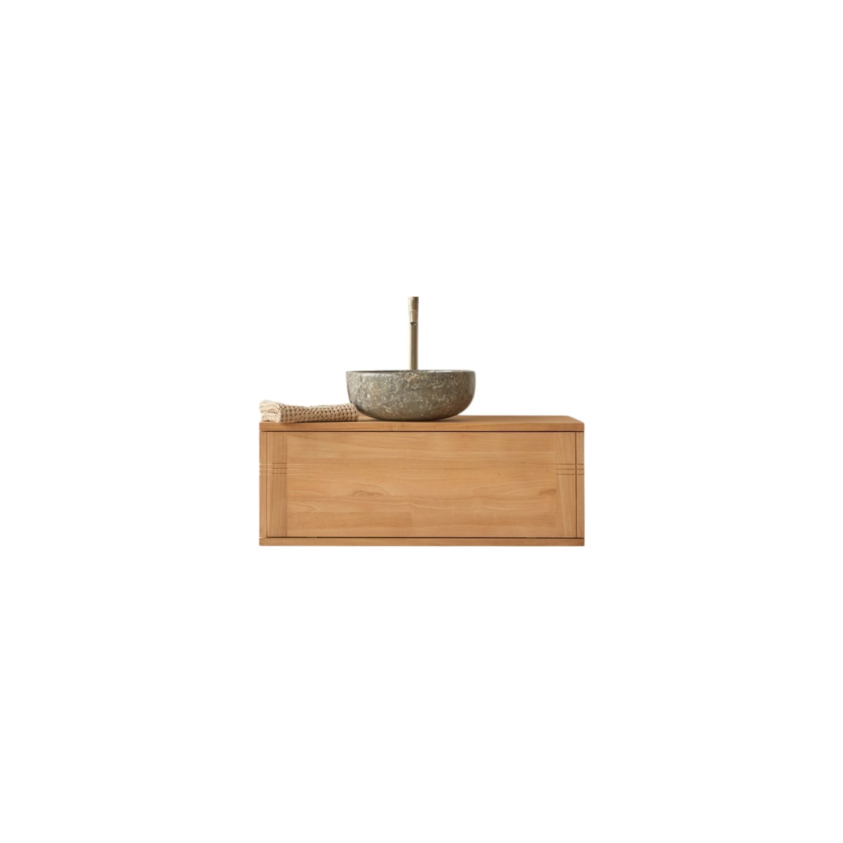 Tikamoon Massief teakhouten wastafelmeubel 80 cm - Naturel