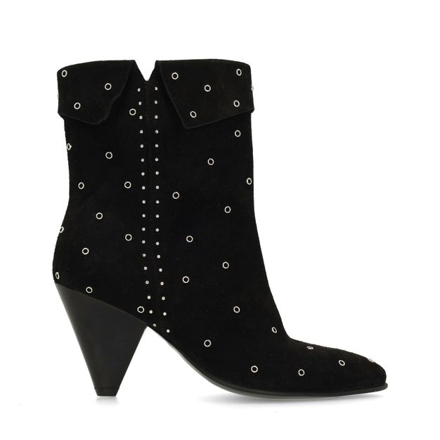 Zwarte suède enkellaarsjes met studs