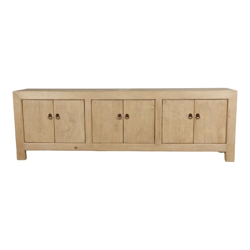 Capri Media Cabinet 6 Doors, Weathered Natural Pinewood 87x16x28H
