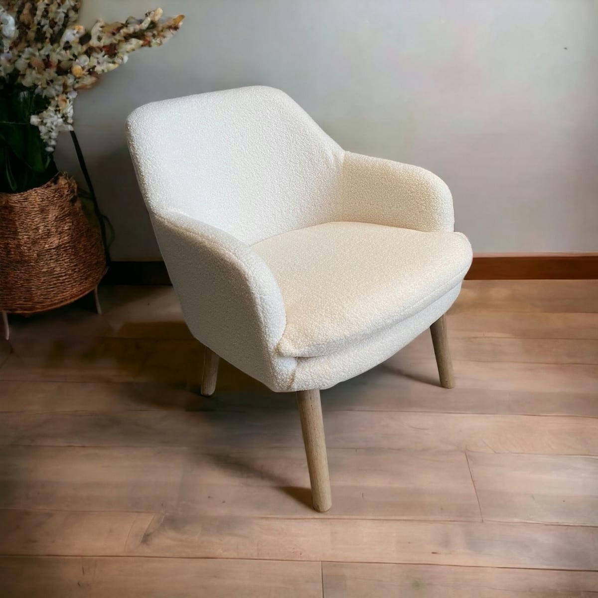 CALIN - Fauteuil teddy blanc