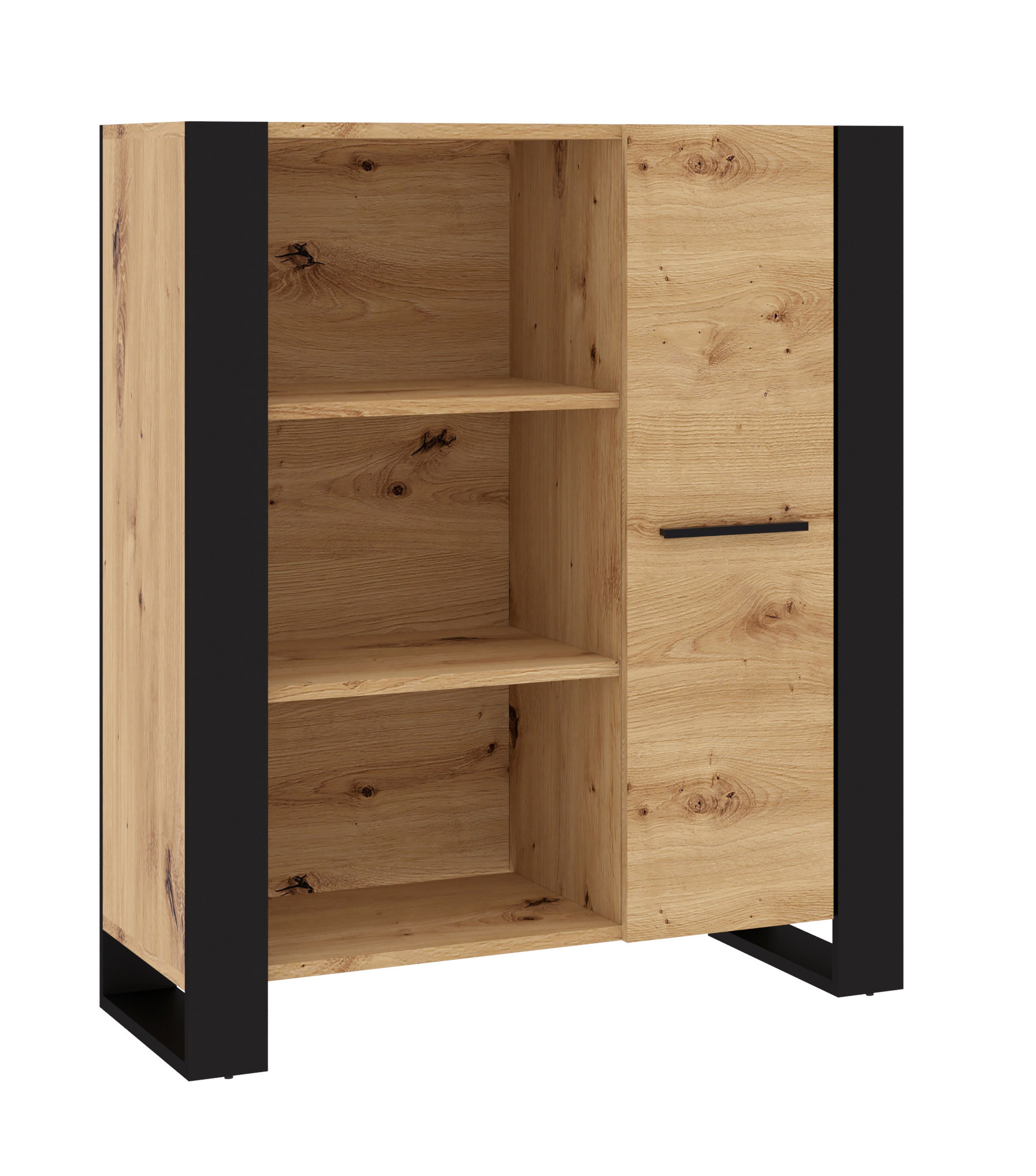 Regał NUKA J 90 cm dąb artisan czarny stojący