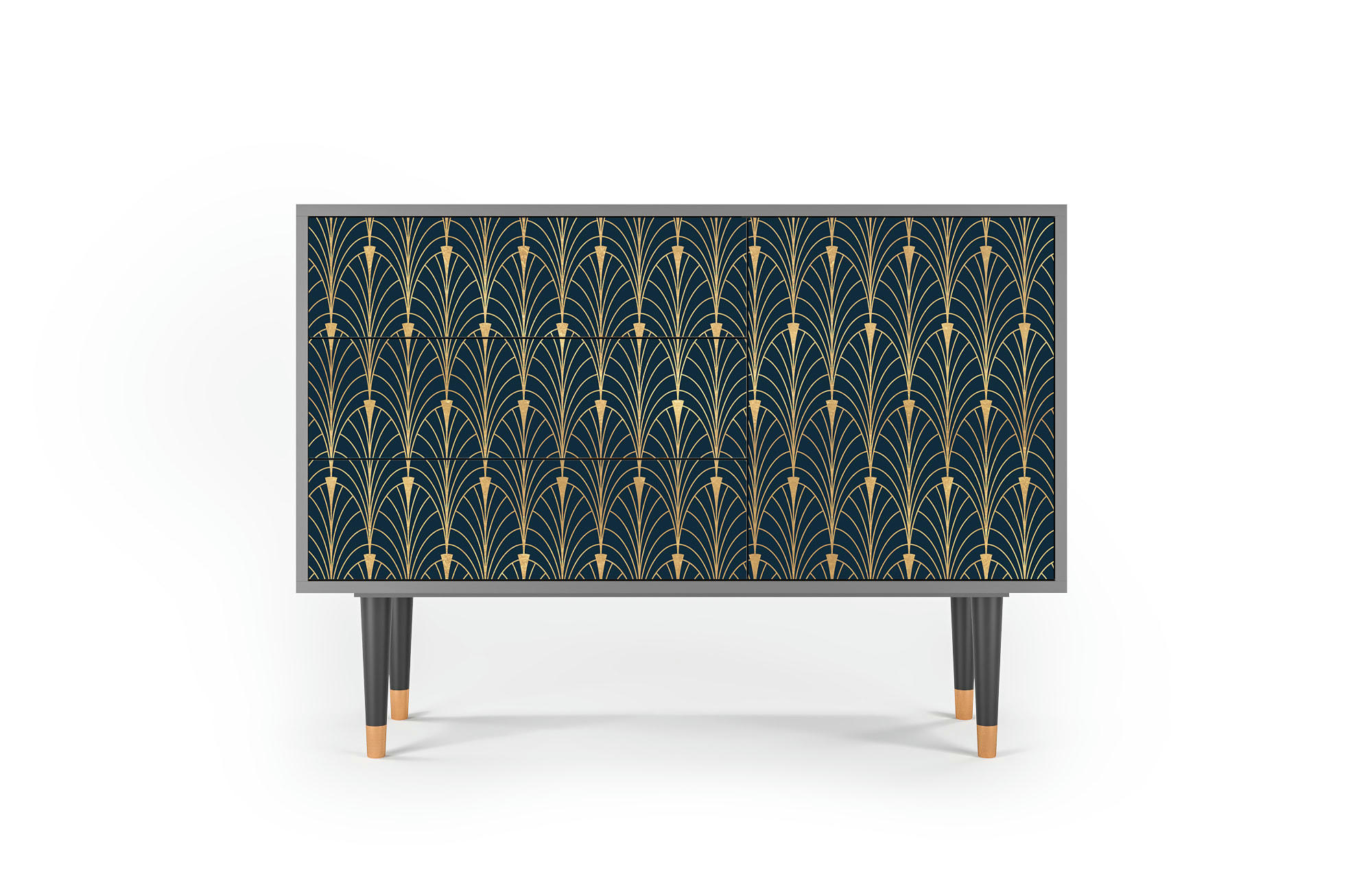 FLOWER OF THE NILE - Buffet  bleu et jaune 3 tiroirs et 1 porte L 115 cm