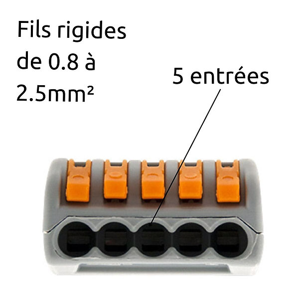 Borne rapide automatique à cliquet S222 - 5 entrées - Wago
