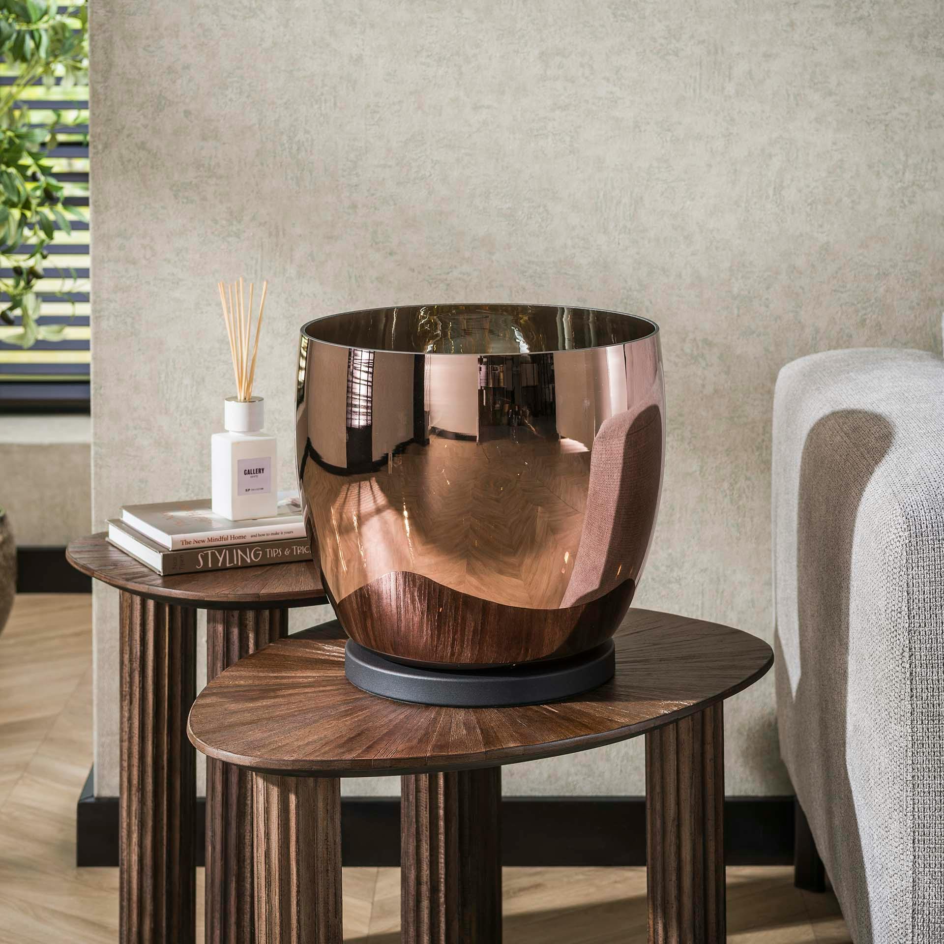 Lampe de salon moderne avec vasque en verre cuivré 32 cm NIAGARA