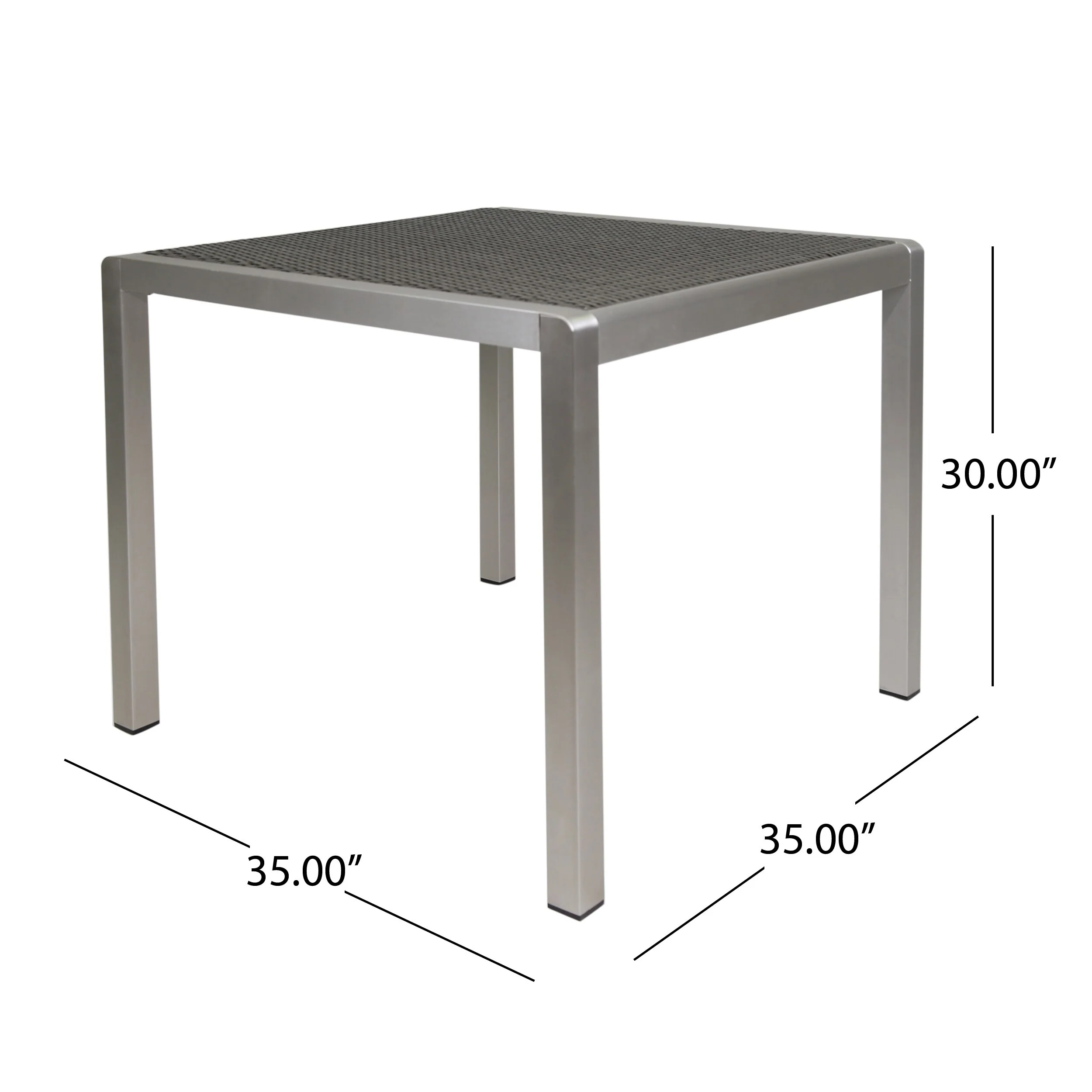 Outdoor Dining Table - Anodized Aluminum - Wicker Table Top - Square