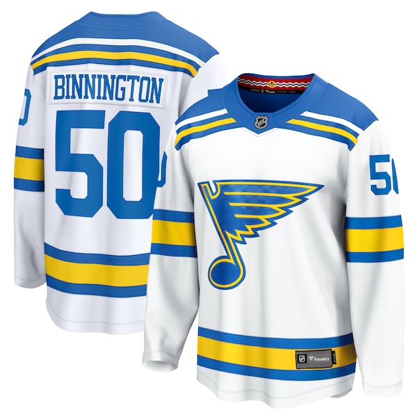 Jordan Binnington St. Louis Blues  Away Breakaway Player Jersey - White/Royal/Blue