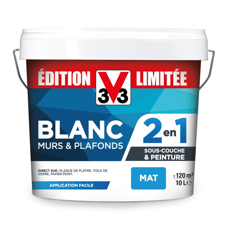 Peinture pour murs et plafonds Edition Limitée 2-en-1 blanc mat 10 L V33