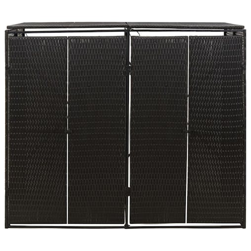 NNEVL Double Wheelie Bin Shed Black 140x80x117 cm Poly Rattan
