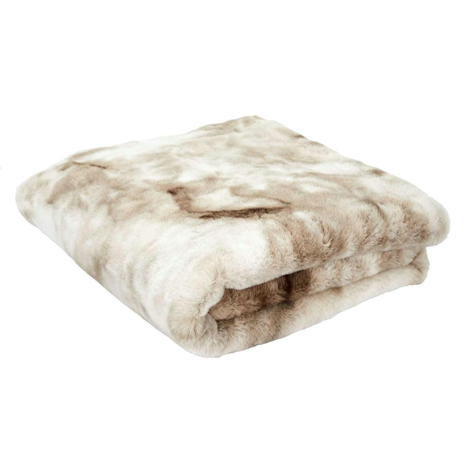 OPULENCE - Plaid imitation fourrure opulence 200x140cm marron et beige