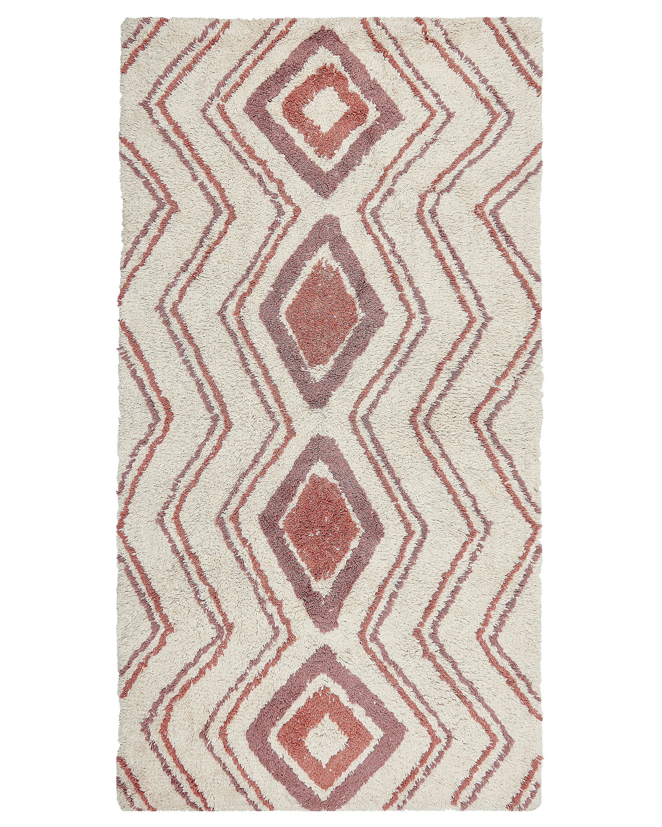 Dywan geometryczny wzór 80x150 cm beżowo-różowy