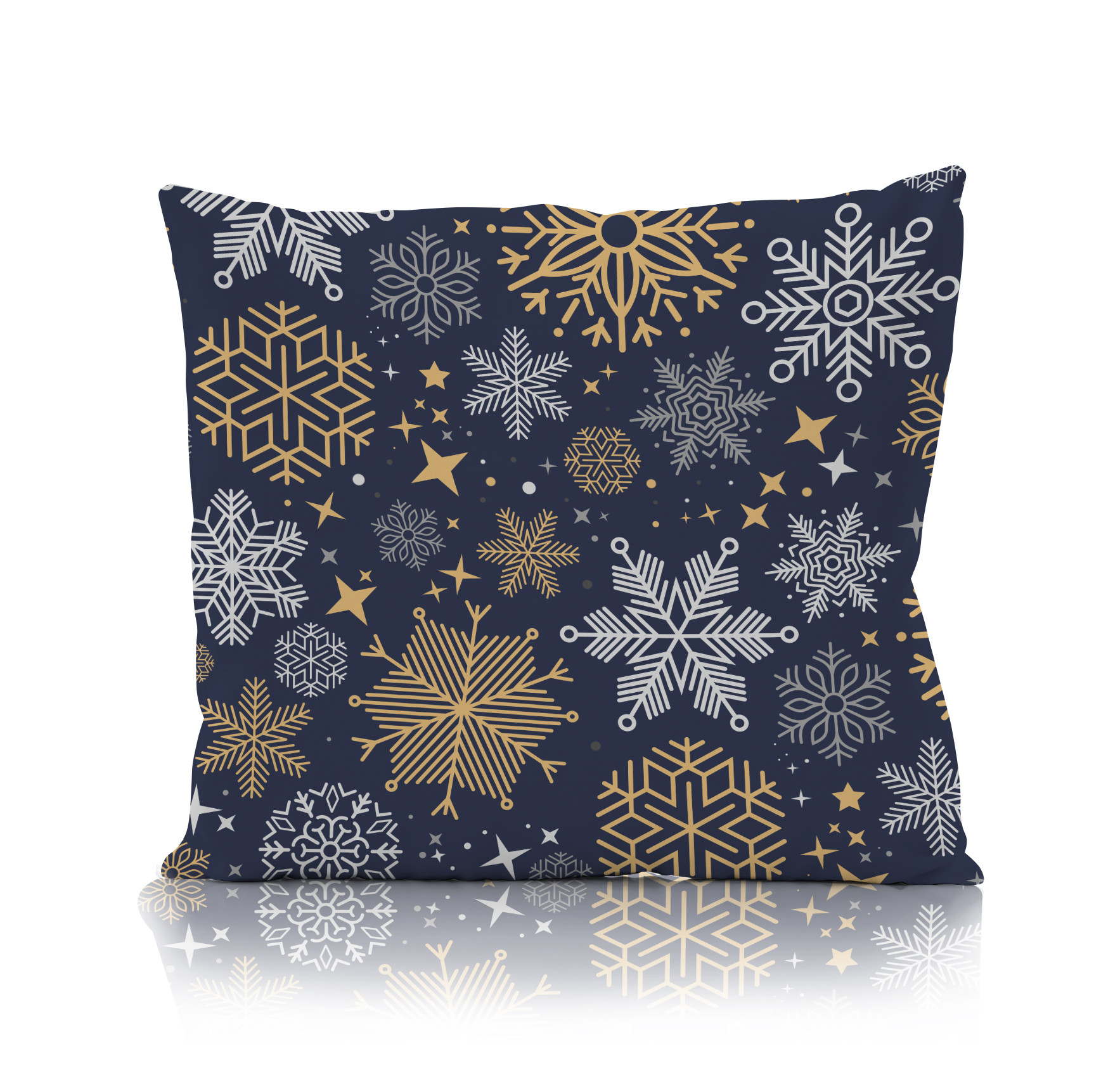 Świąteczna poszewka na poduszkę HOLLY JOLLY 45x45 śnieżynki