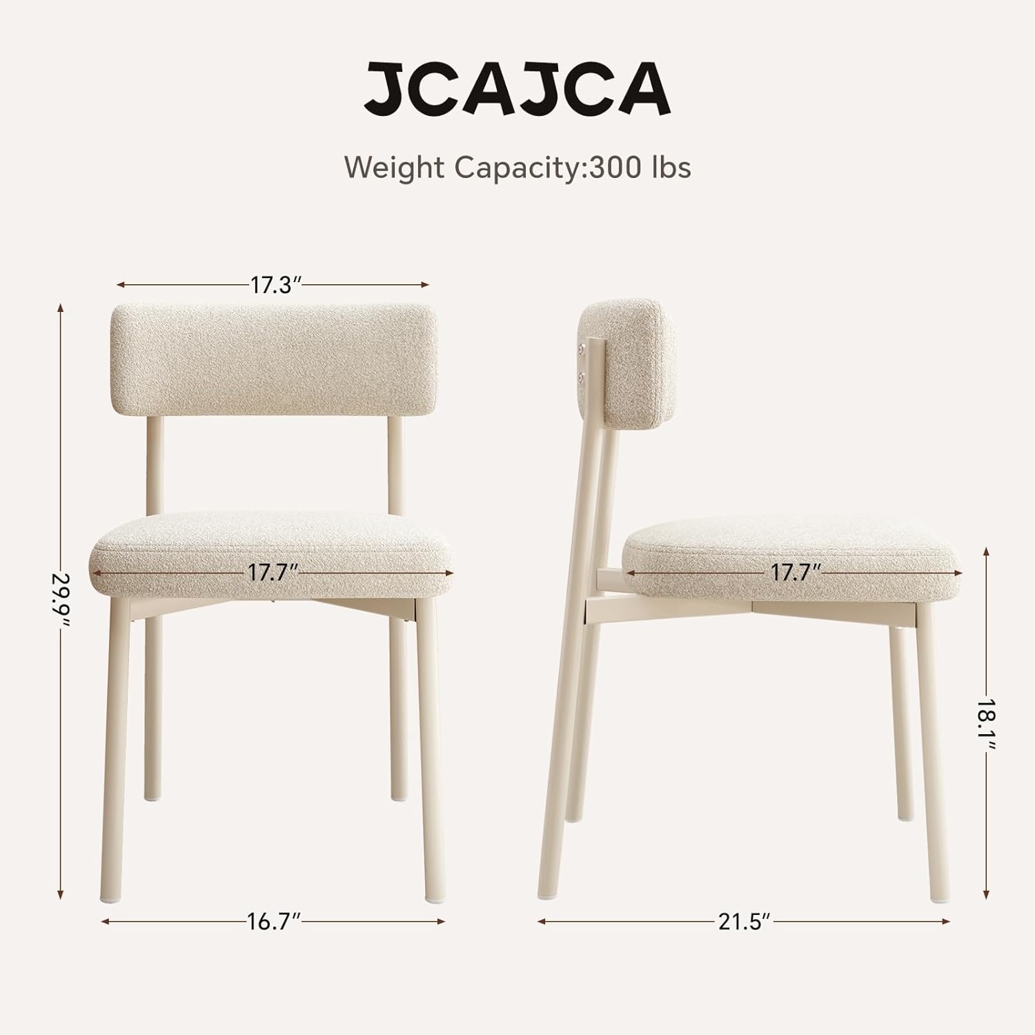 Dining Chair Set of 4 Upholstered Chairs for Kitchen Dining Room Mid Century Modern Table Chairs for Waiting Living Room, White