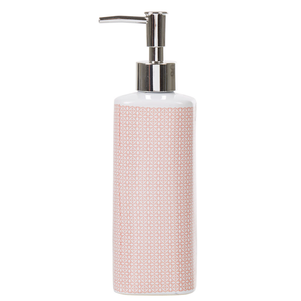 Distributeur de savon céramique carreau de ciment rose