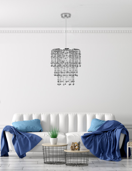 Lampa wisząca RONI 1x60w e27 abażur chromowy