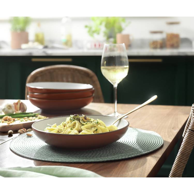 Habitat Speckle 4 Piece Stoneware Pasta Bowl - Rust