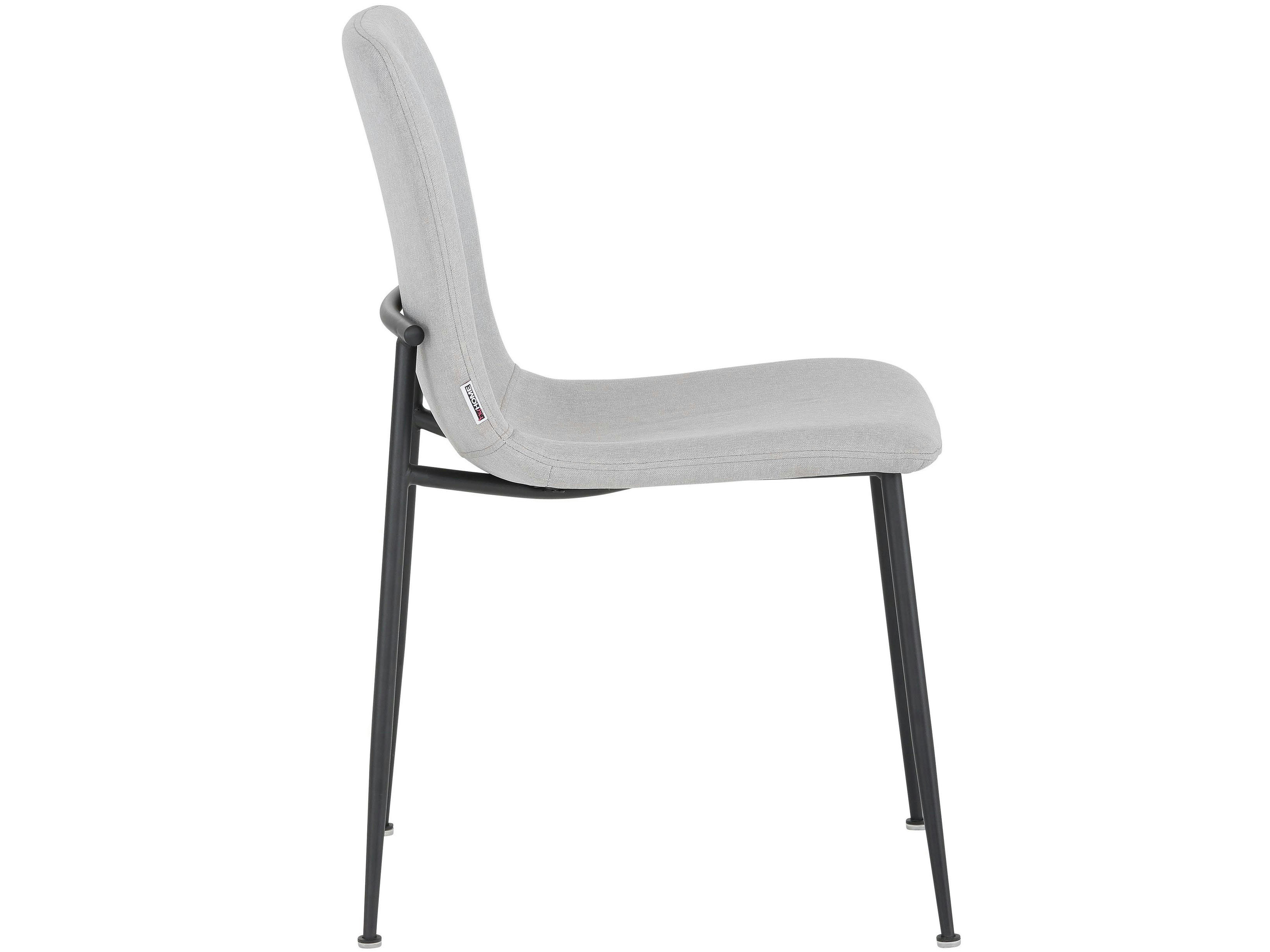 FAYE - Lot de 2 chaises de salle à manger rembourrées en tissu gris clair