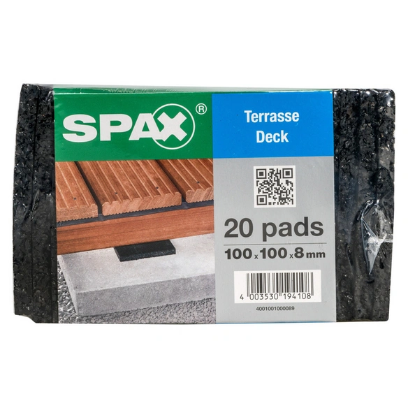 Abstandhalter für Dielen, LxBxH: 10 x 10 x 0,8 cm, Schwarz, Gummigranulat