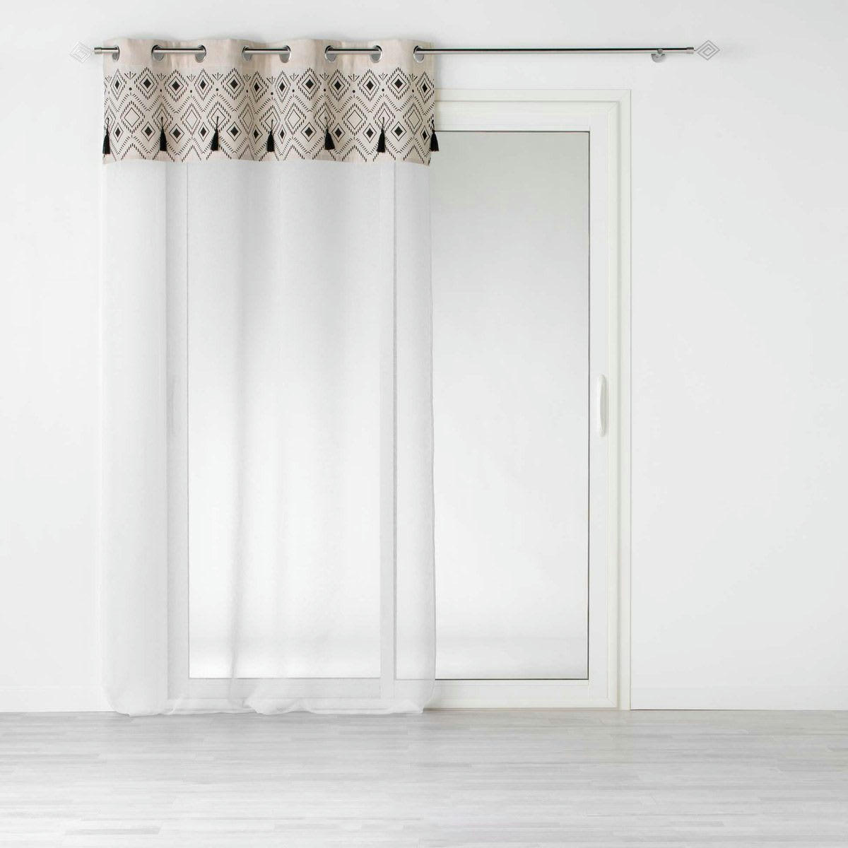 NALIKA - Voilage sable top pompon 140x240cm