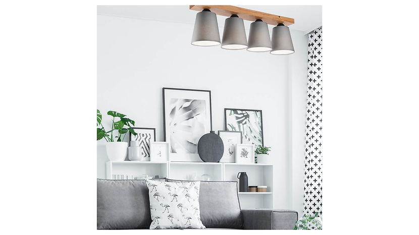 Lampa sufitowa Lula 4-punktowa drewniana brązowo-szara