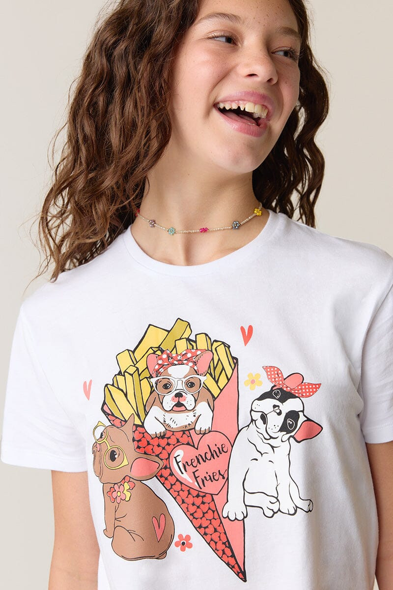 Hello Franki Frenchie Fry Graphic Tee for girls