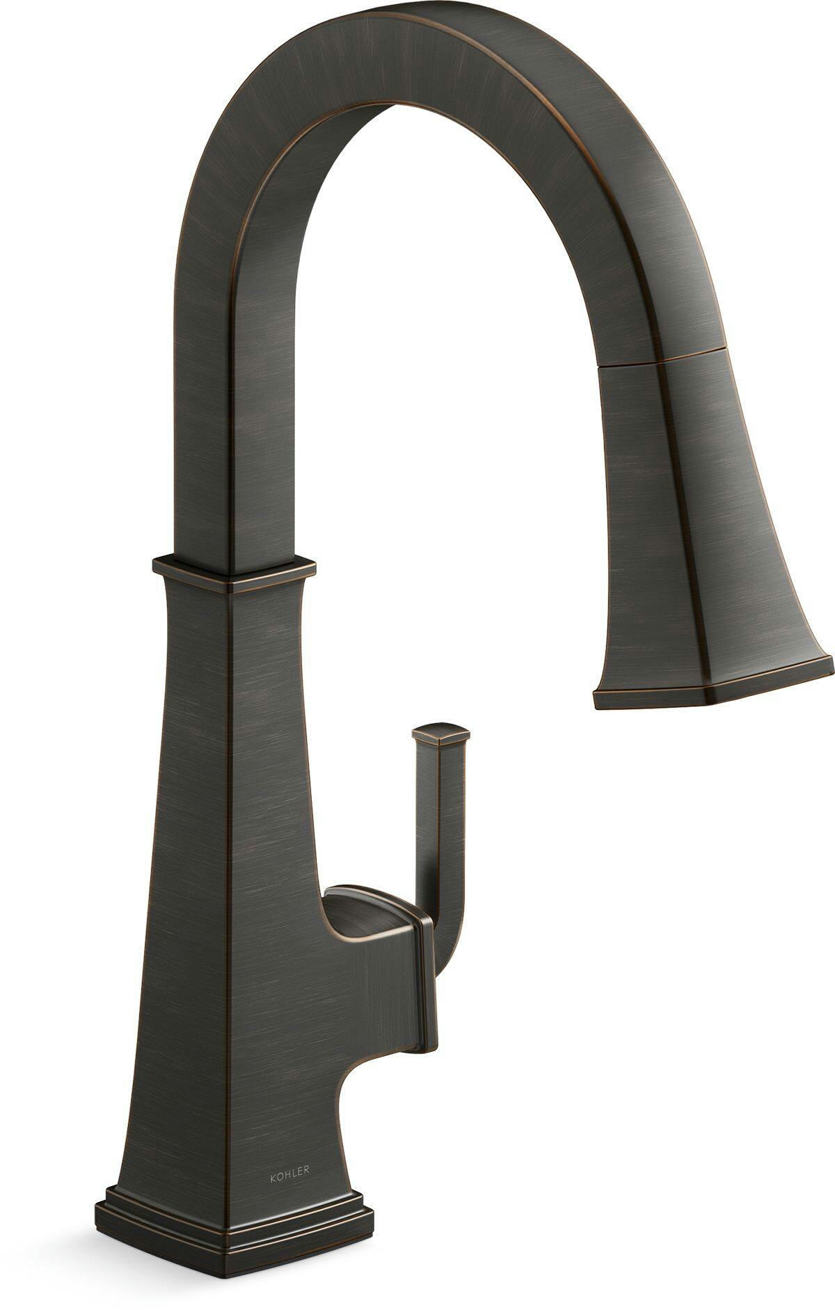 Kohler Riff™ Pull Down Single Handle Kitchen Faucet, Vibrant Brushed Moderne Brass