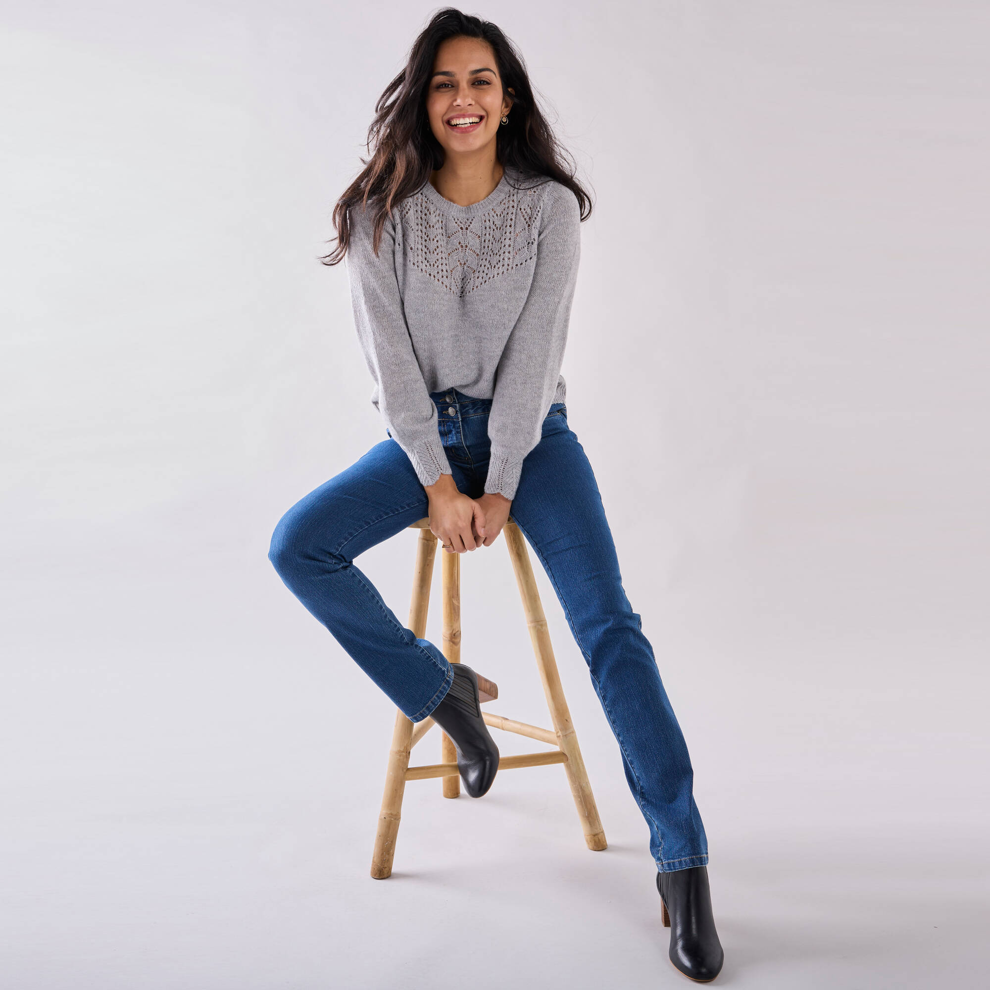 Jean droit taille haute - grande stature