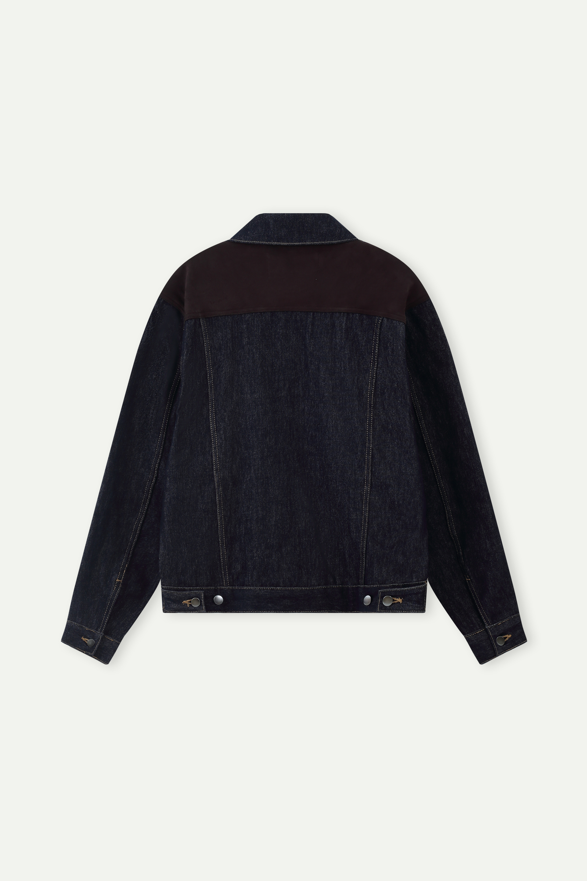 Relaxed Fit Cropped Denim & Faux Suede Jacket