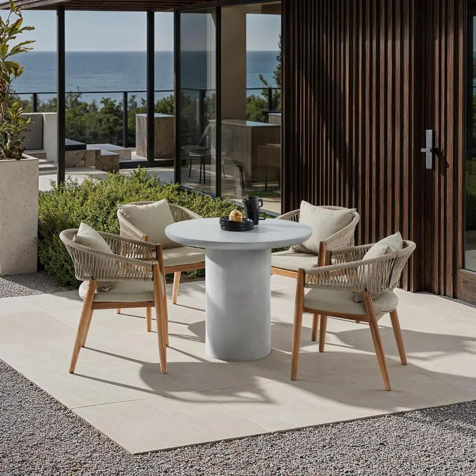 tectake Ronde tuintafel Talmi, voor binnen & buiten, 86,5x75,5cm, Betongrijs