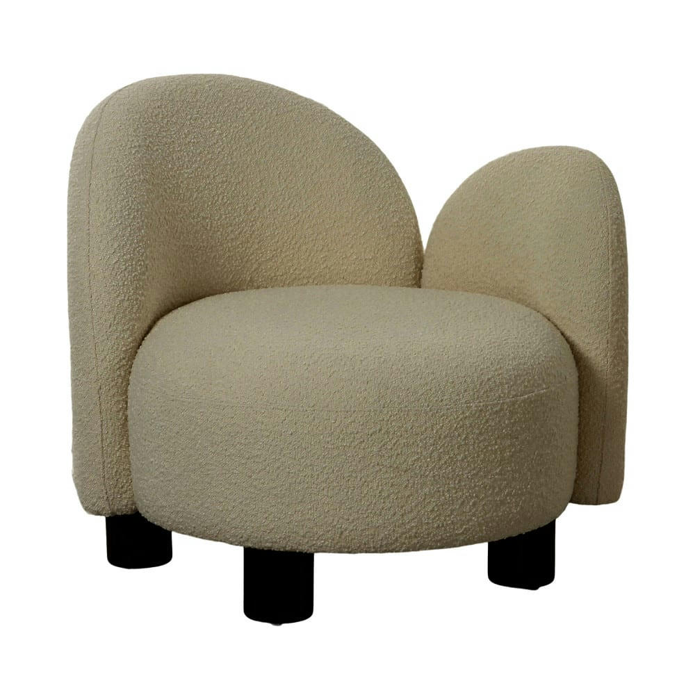 HONOLULU - Fauteuil accoudoir droit en tissu bouclette ecru