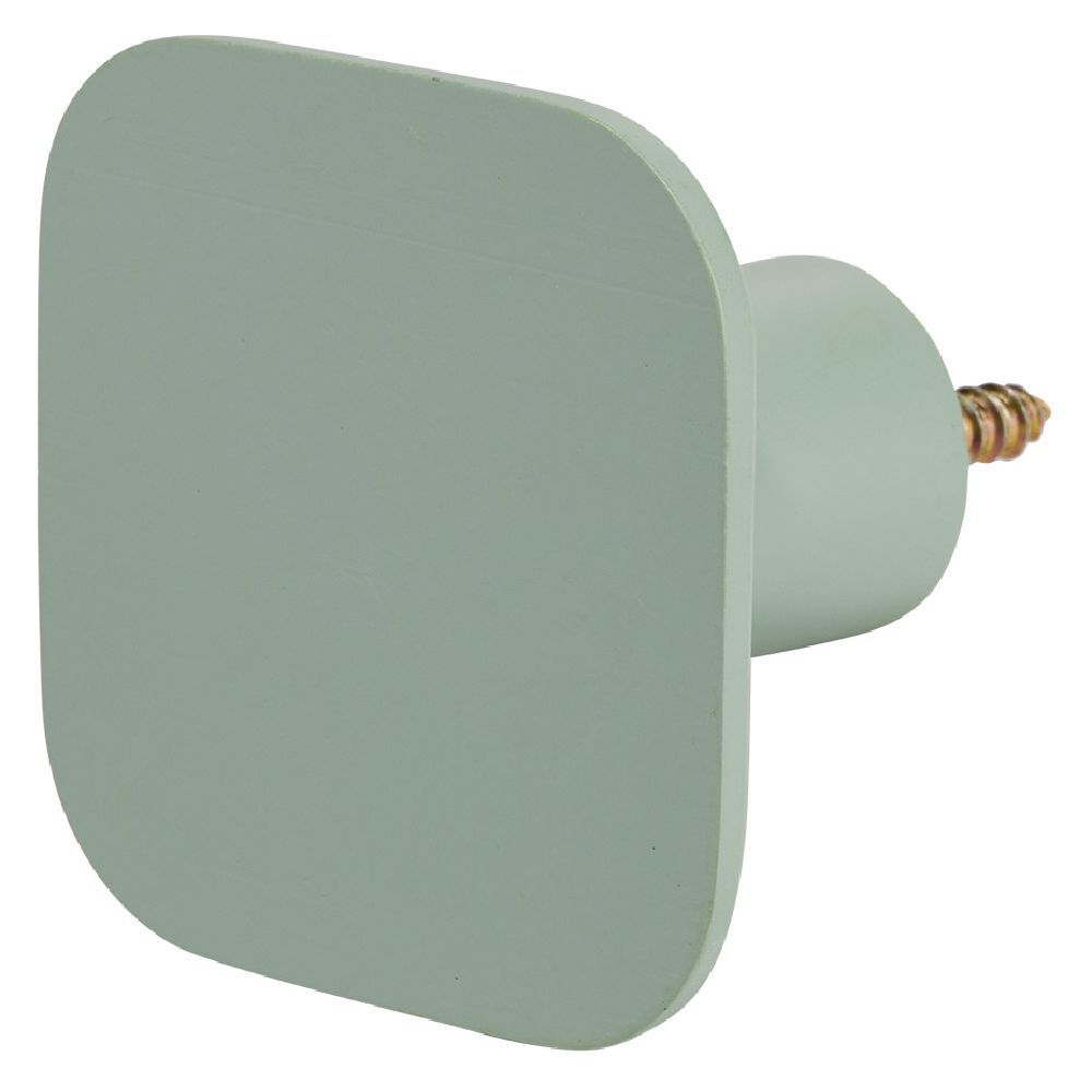 Patère murale carrée vert sauge polyrésine 7x7cm