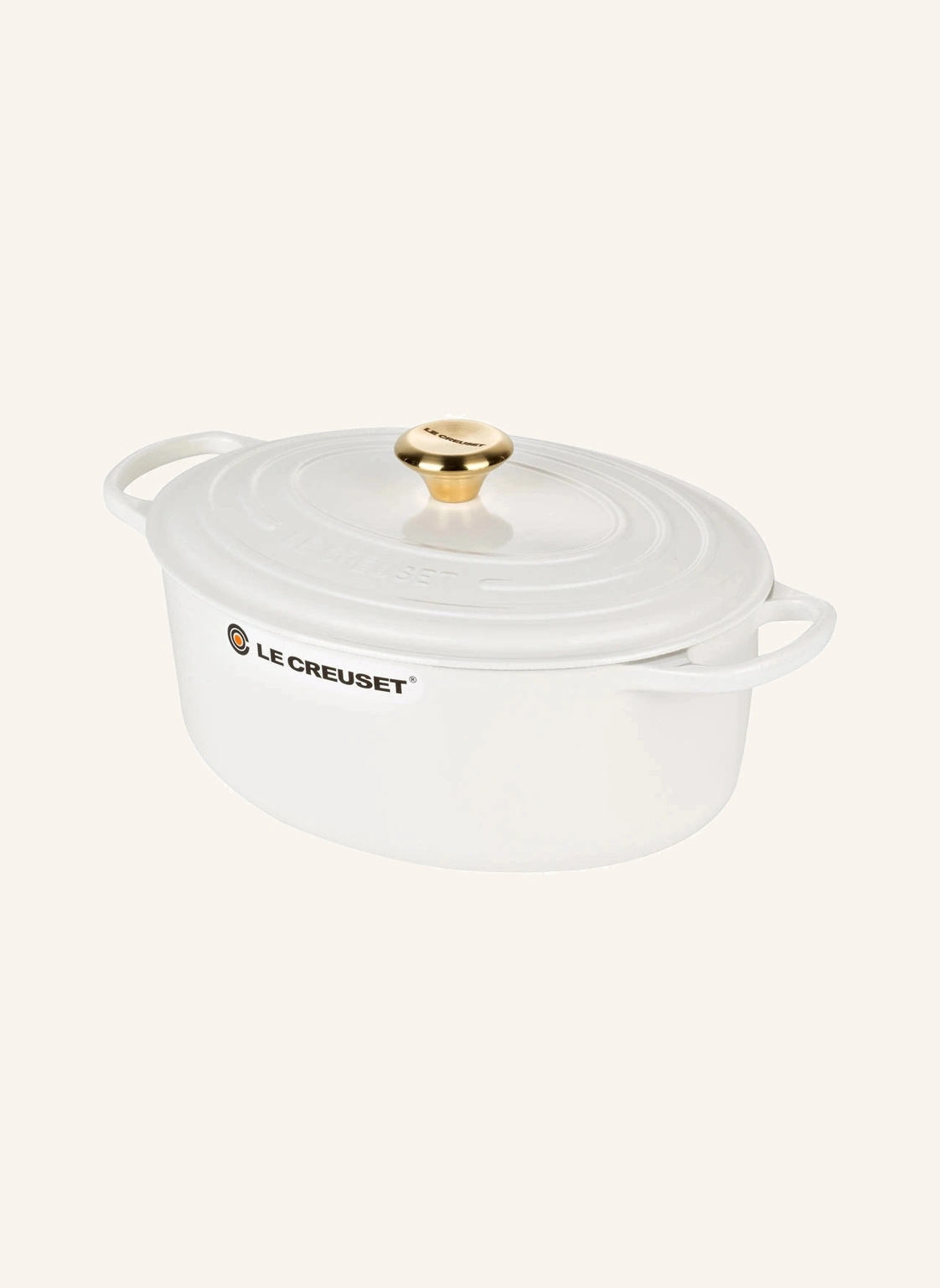 LE CREUSET Bräter Signature oval 31cm kirschrot mit Gold Knopf