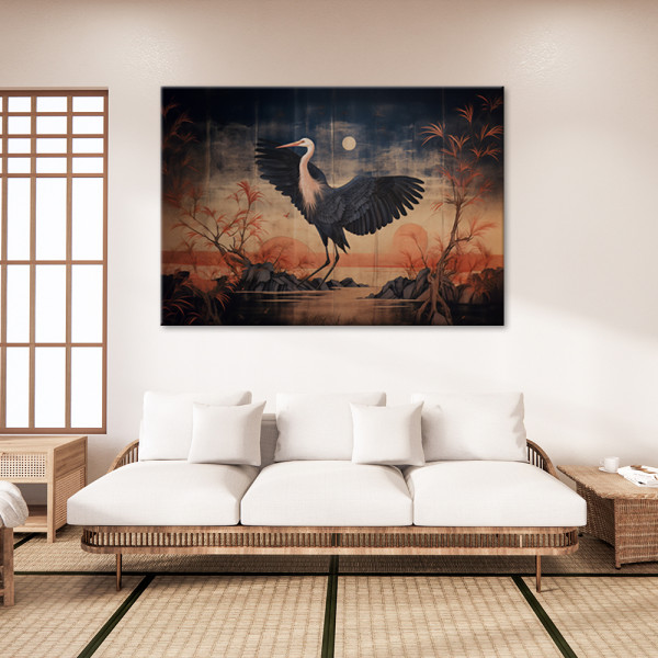 Feeby Obraz na płótnie, Żuraw Natura Orientalny 60x40