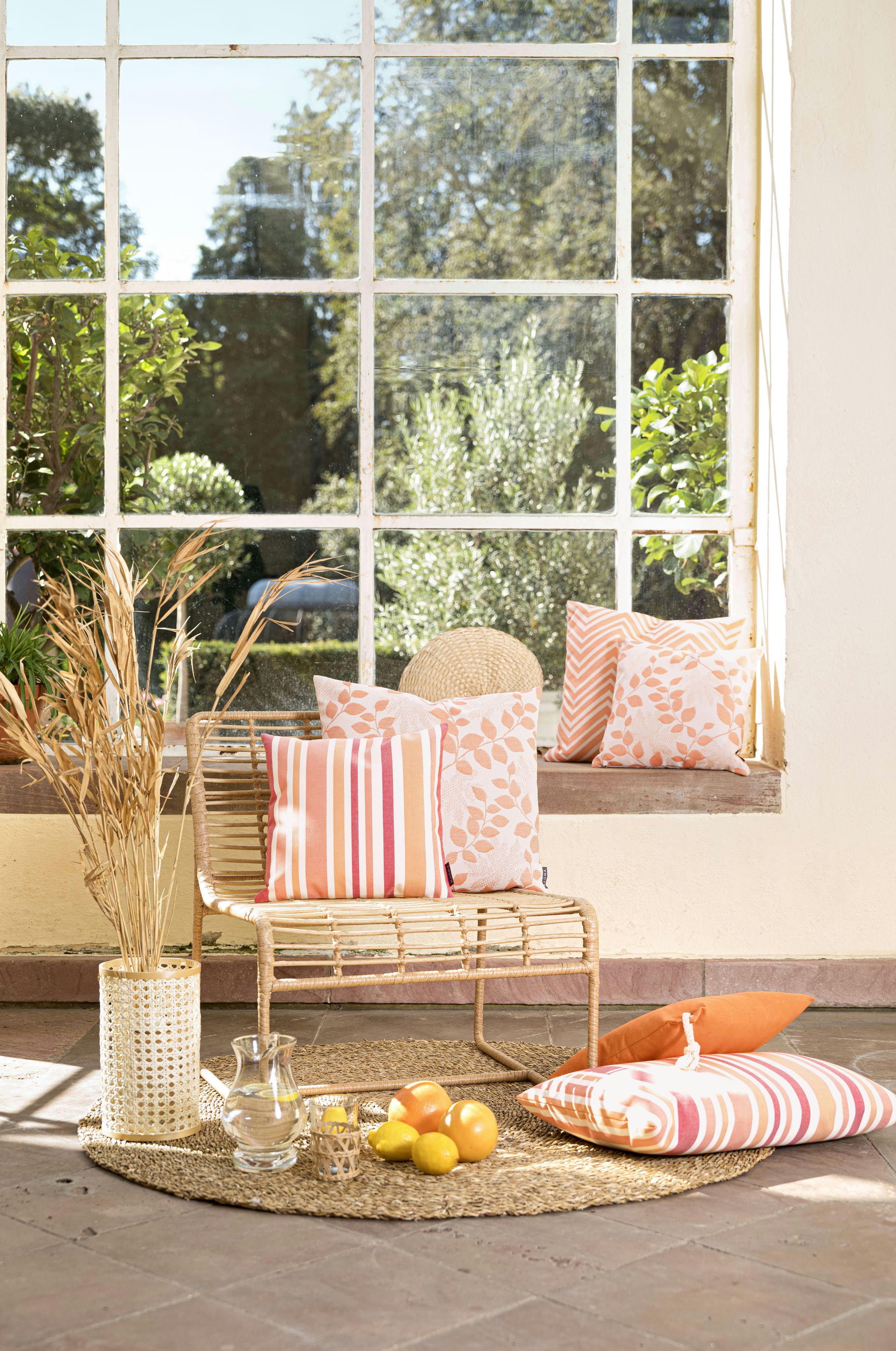 LOBOS - Housses de coussin zigzag orange exterieur  Dralon-Lot de 2- 50x50