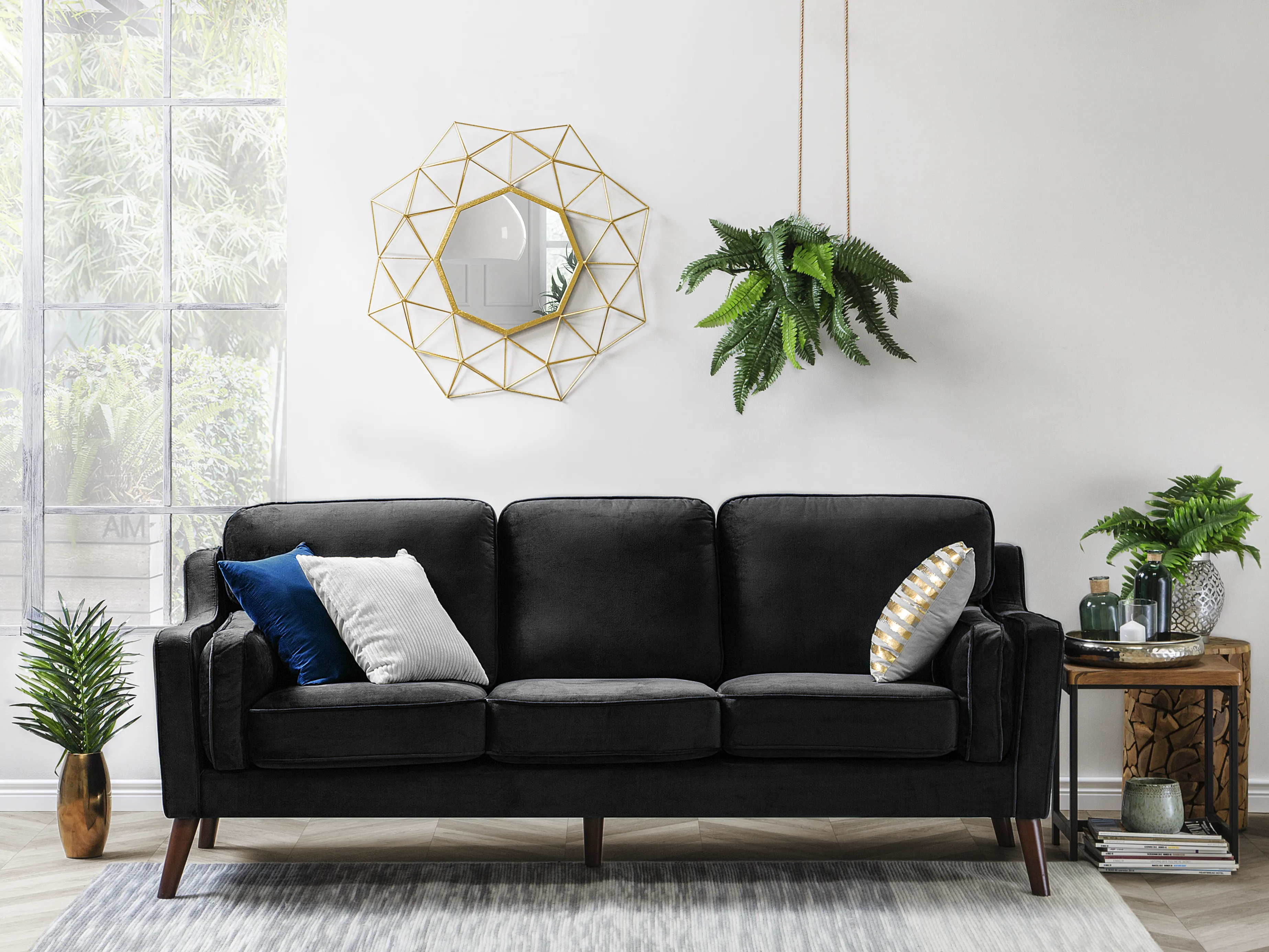 Sofa 3 Seater LOKKA Velvet Black