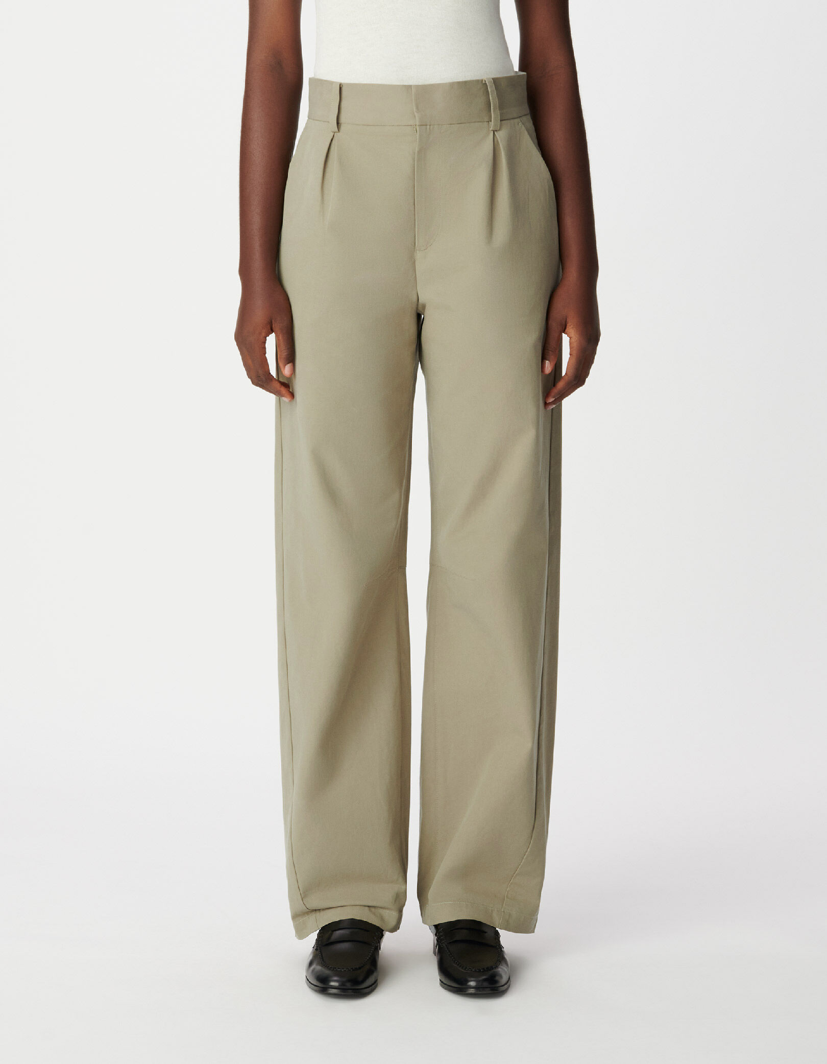 Pantalon ballon kaki à pinces Femme