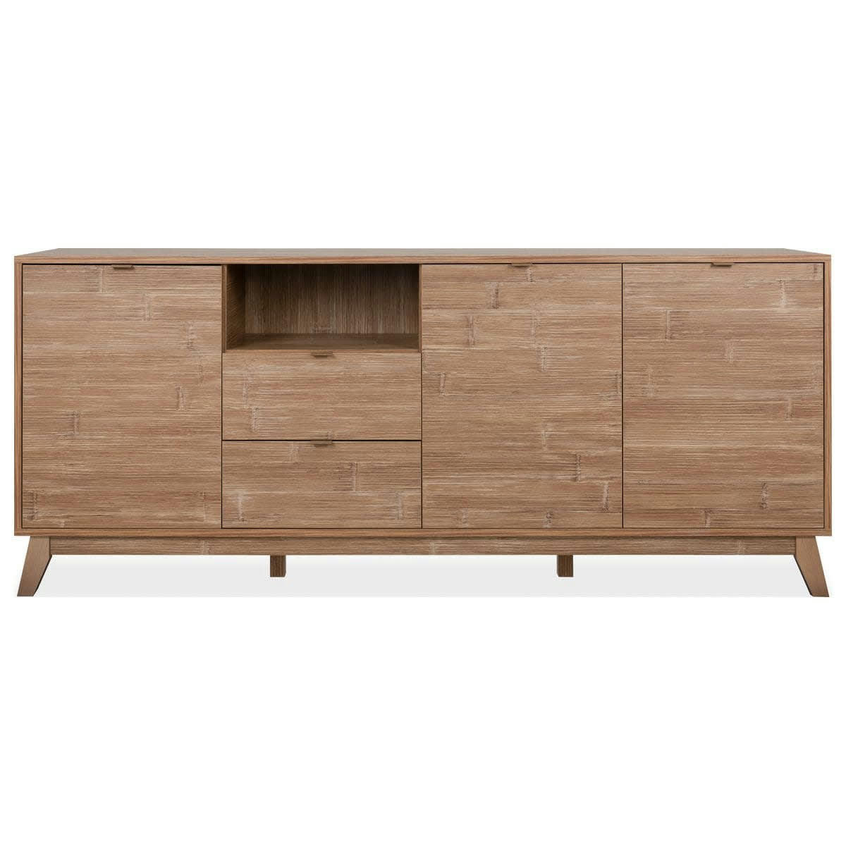 ROMI - Buffet 3 portes 2 tiroirs effet bambou 198 cm