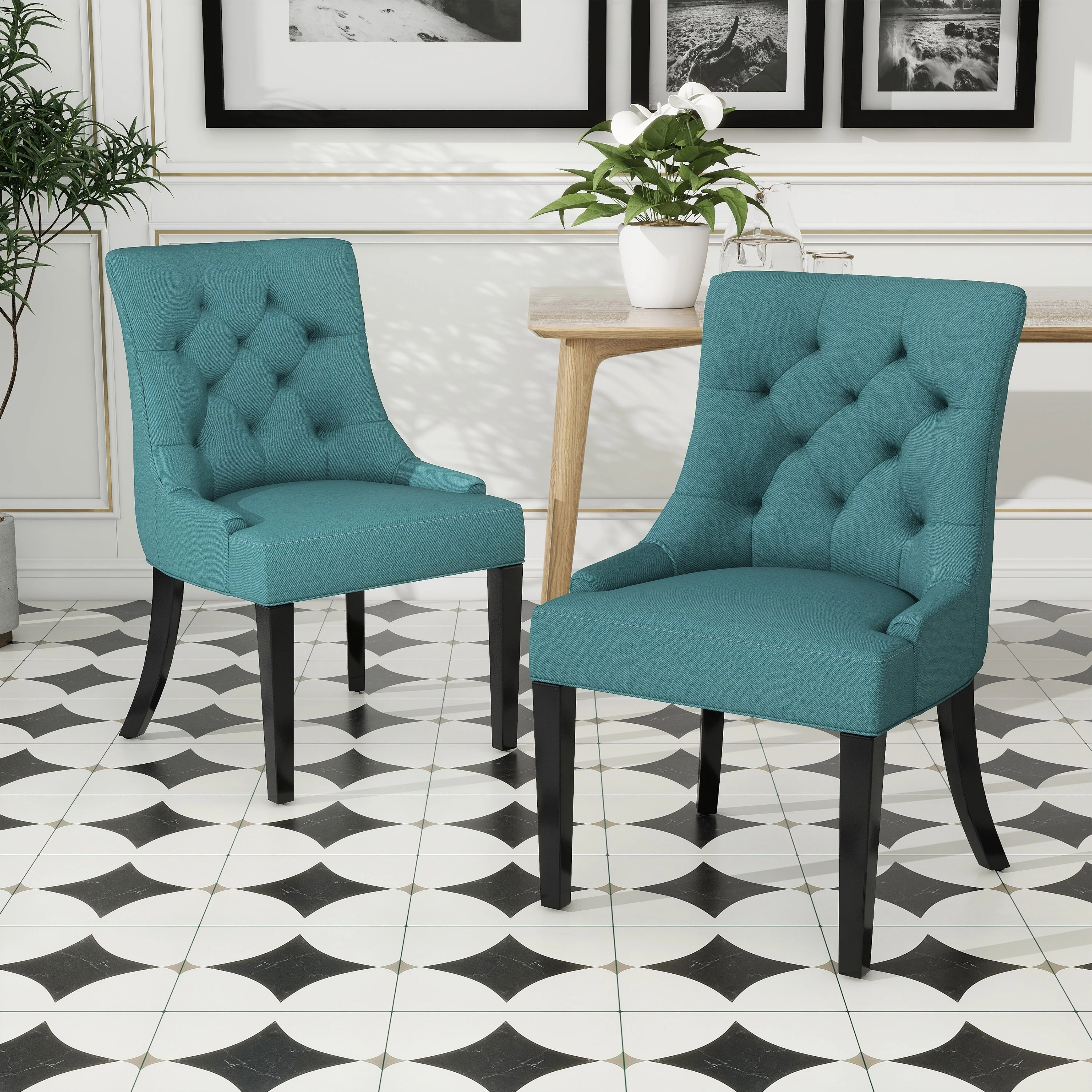 Roomfitters Dining Chair Set of 2, Modern Kitchen and Dining Room Seating, Teal