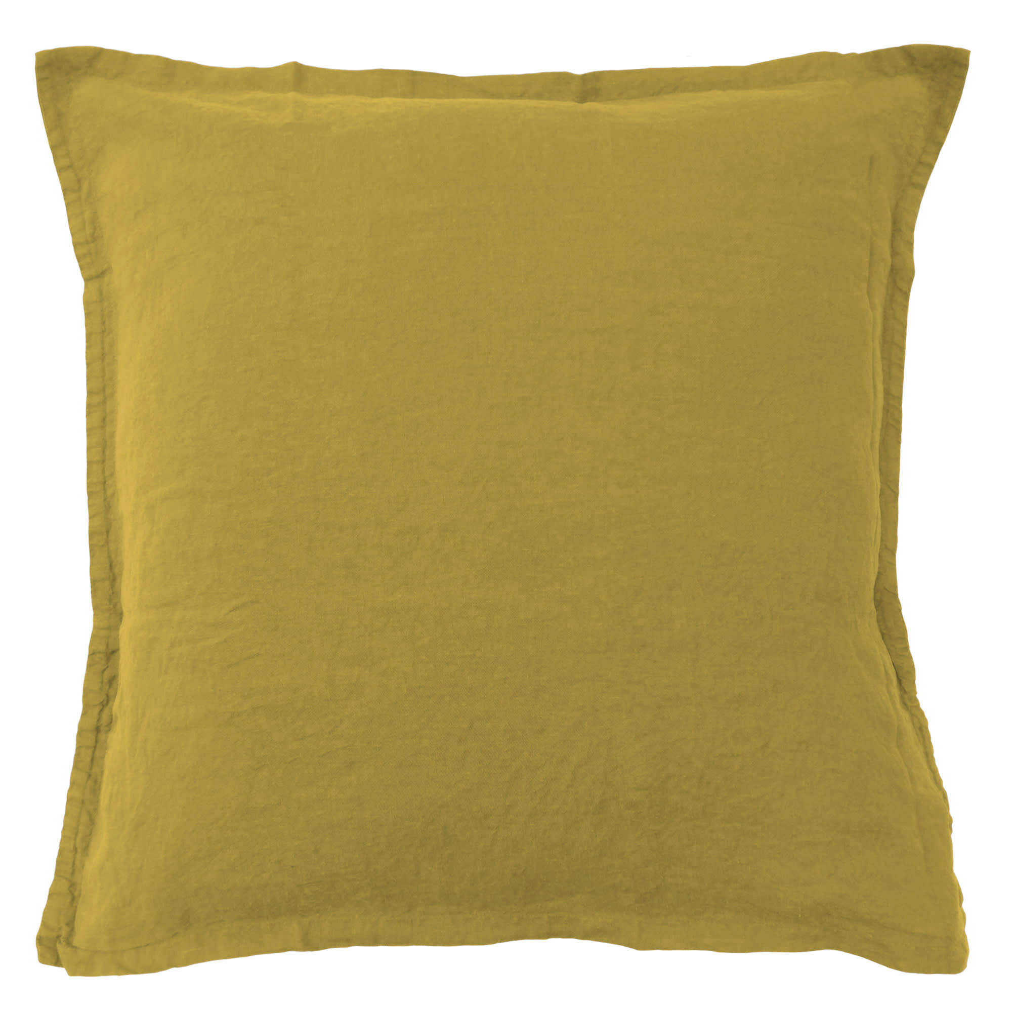 LIN LAVE - Set de 2 taies d’oreiller unies en lin lavé Safran 65x65cm
